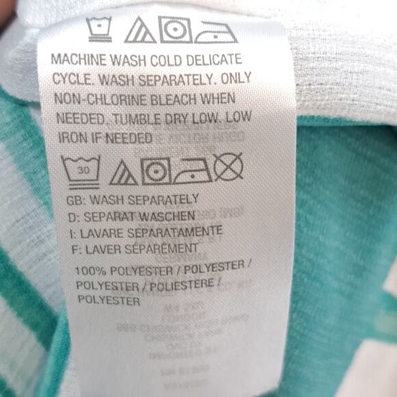 Susan Graver Scarf Top XL‎ Print Summer Beach Coverup Flowy Casual Teal White - Picture 6 of 7